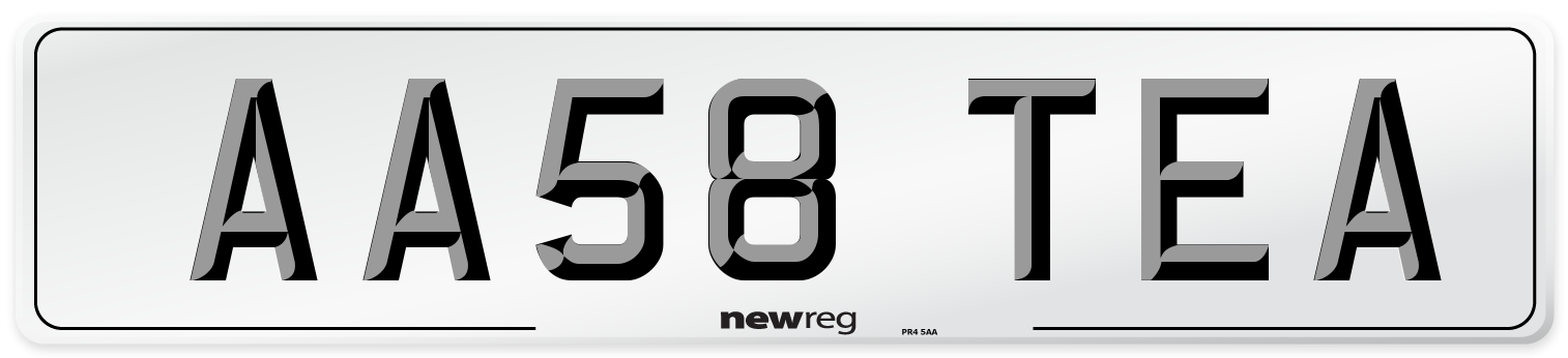 AA58 TEA Number Plate from New Reg